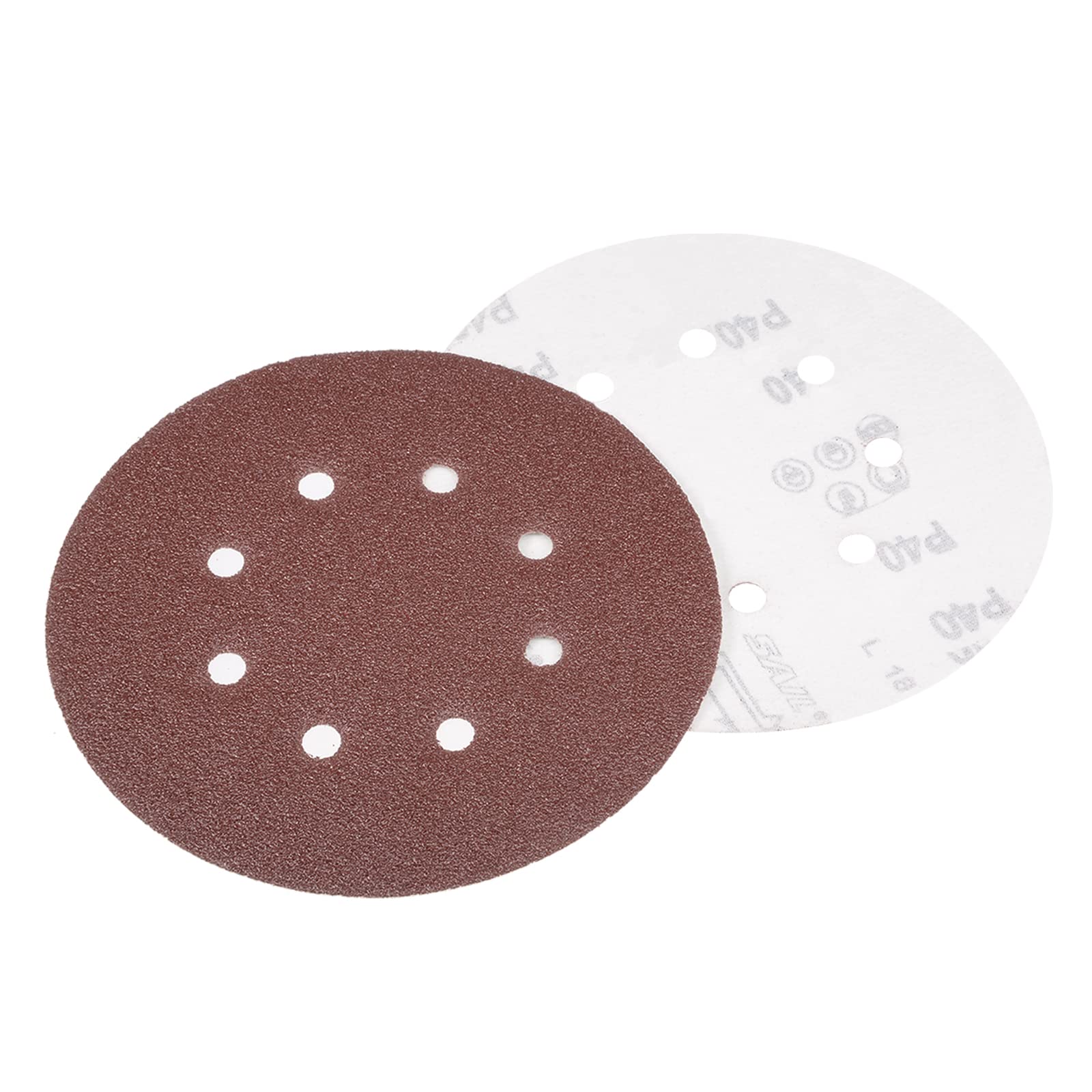 Kozelo 10 Pcs Sanding Discs Hook and Loop Backing - [7 Inch x 40 Grits] Aluminum Oxide Sandpapers for Orbital Sander Round Sanding Papers, 8 Holes