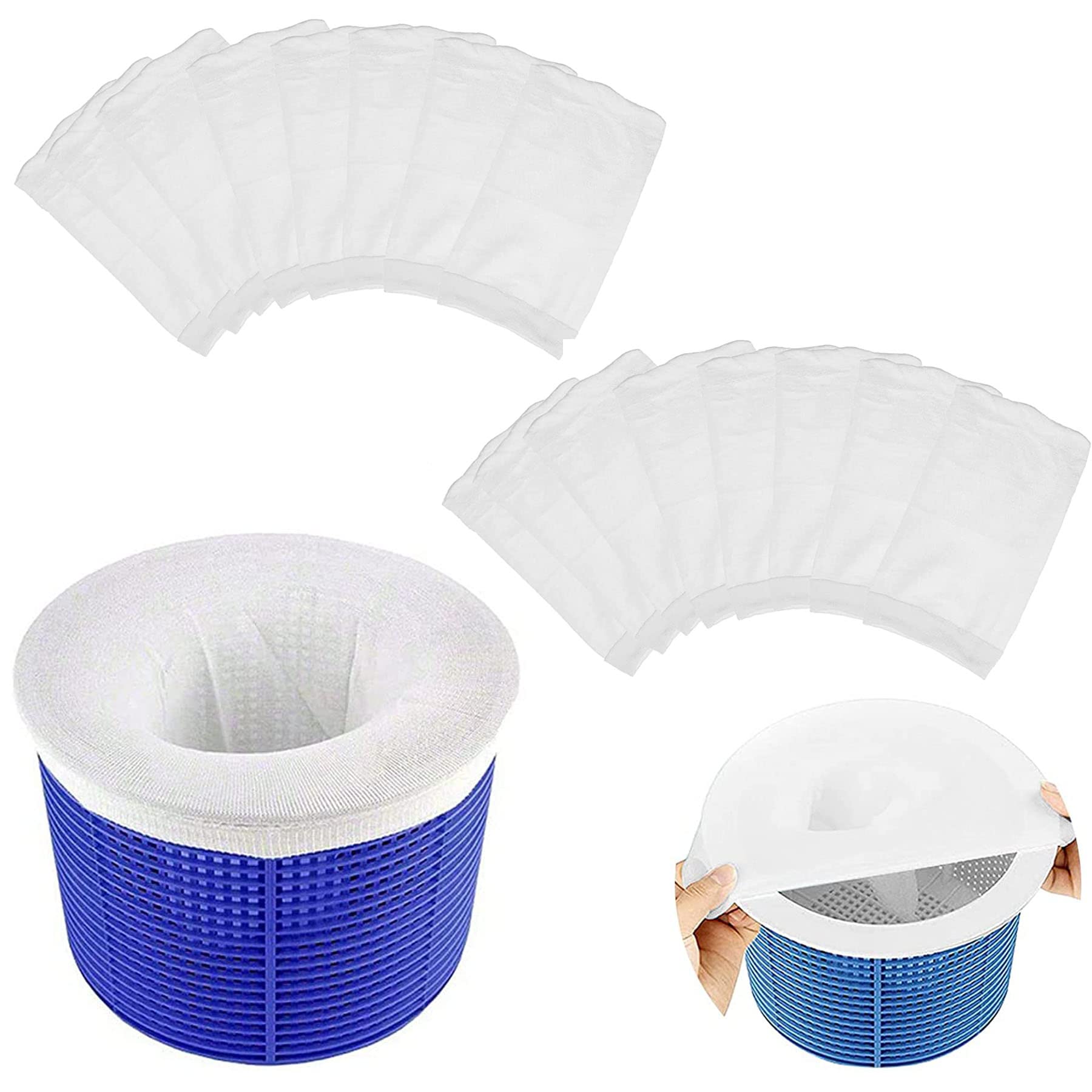 Yrlehoo Pack of 20 Pool Skimmer Socks, Swimming Pool Skimmer Socks, Skimmer Filter Saver Net, Pool Skimmer Filter Nylon Net for Skimmer Basket, Removes Slags, Scum, Insects, Leaves