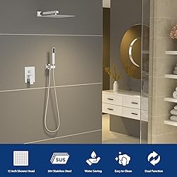 Sarlai Shower Faucet Set Bathroom Square Rainfall