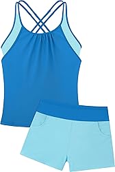 HOZIY 2 Piece Bathing Suits with Shorts Tween Girls