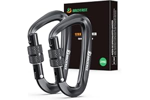 Brotree Carabiner Clips Heavy Duty 12KN (2697lbs) Locking Carabiner Lightweight Aluminium Caribeaner for Hammock, Camping, Hi