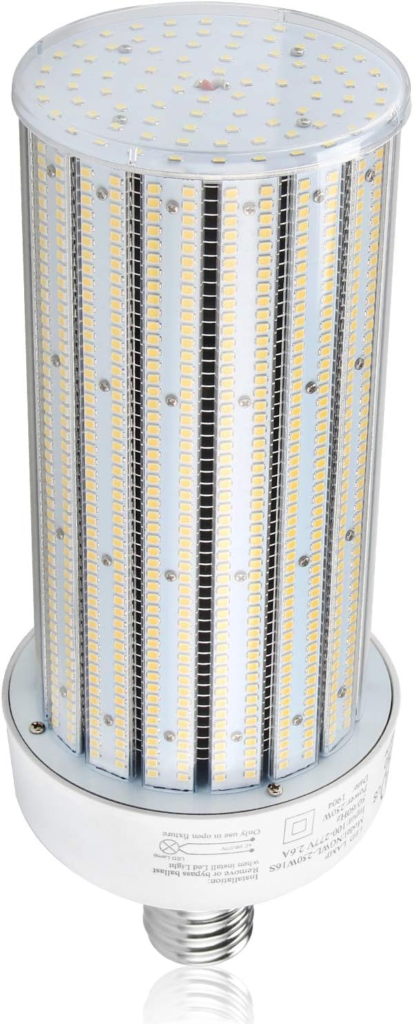 LED Corn Cob Light 250 Watt 36000LM 1000W Metal Halide E39 Mogul Base 6000K Corn LED Bulbs AC90-277V E39 Mogul Base for Garage Warehouse Barn Parking Lot Area Lighting UL DLC Listed
