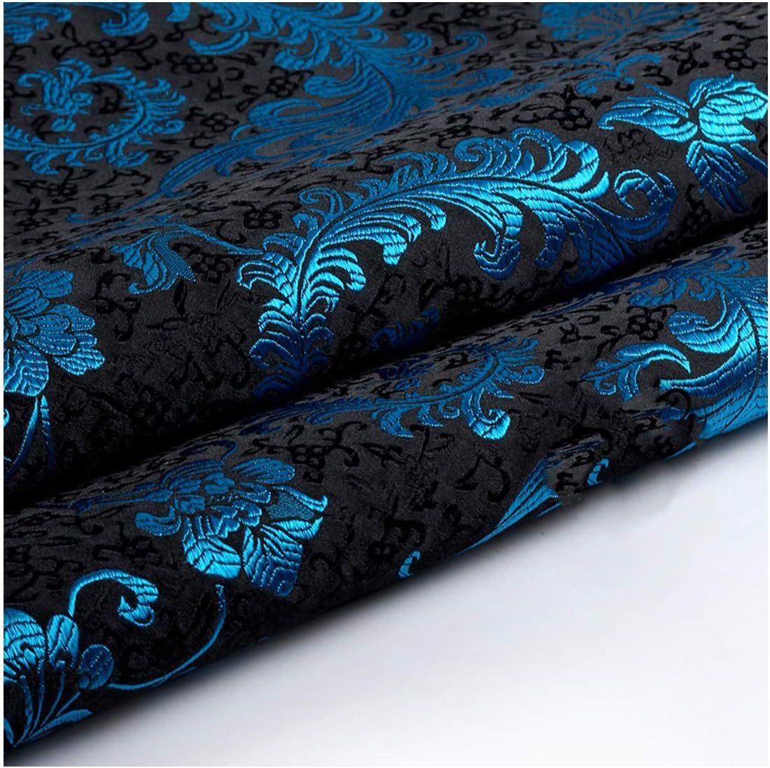 Blue Feathers Brocade Fabric Damask Jacquard Apparel Costume Upholstery Furnishing Curtain Materil Patchwork Fabric 75Cm50Cm