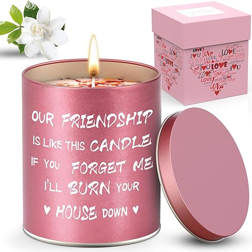 Best Friend Funny Gifts for Women,Christmas Candles Gifts for Women,9oz Soybean Wax Scented Candles,Friendship Present for Friends Her on Christmas Anniversary Birthday