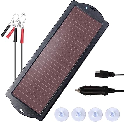 Amazon Com Nutaki Solar Battery Charger 12 Volt 2 5w Solar Panel Car Battery Trickle Charger Kit For 12v Batteries Rv Motorcycle Boat Snowmobile Watercraft With Battery Clamp And Cigarette Lighter Plug