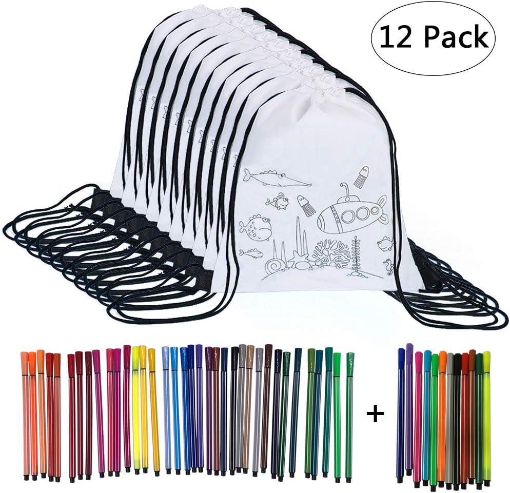 Yuccer Sac A Dos Coloriage 12 Pcs Sac A Colorier Avec 48 Piece Crayon De Couleur Sac Cadeau Anniversaire Enfant Activites Anniversaire Pour Enfants Decorations Et Accessoires De Fete Pour Enfants Geosustavi