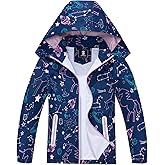 Kids Rain Jacket Waterproof Raincoat Mesh Lined Coat with Removable Hood for Boys Girls