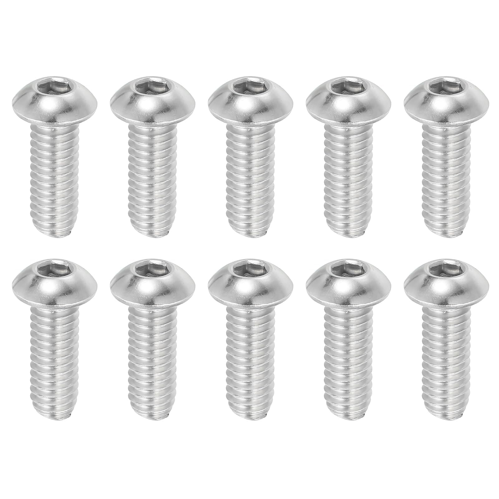 PATIKIL 5/16-18x7/8" Button Head Socket Cap Screws, 10 Pcs 304 Stainless Steel 18-8 Socket Cap Screw Bolts Allen Hex Drive Full Thread Fine Thread UNC