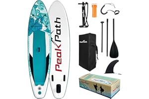 Peakpath Inflatable Stand Up Paddle Board (6’’ Thick) with Premium SUP Accessories&Bag,Bottom Fin for Paddling,Surf Control,Non-Slip Deck,Leash,Paddle and Two-Way Hand Pump|Youth&Adult Standing Boat