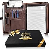 Leather Portfolio for Men, Christian Religious Gifts for Men with Laptop Pocket, Padfolio Binder Folder with Zipper for Women, Business Large Organizer Case for Bible Notebook Notepad Phone (Brown)