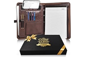 SLEVIO TIMER Leather Portfolio for Men, Christian Religious Gifts for Men with Laptop Pocket, Padfolio Binder Folder with Zipper for Women, Business Large Organizer Case for Bible Notebook Notepad Phone (Brown)