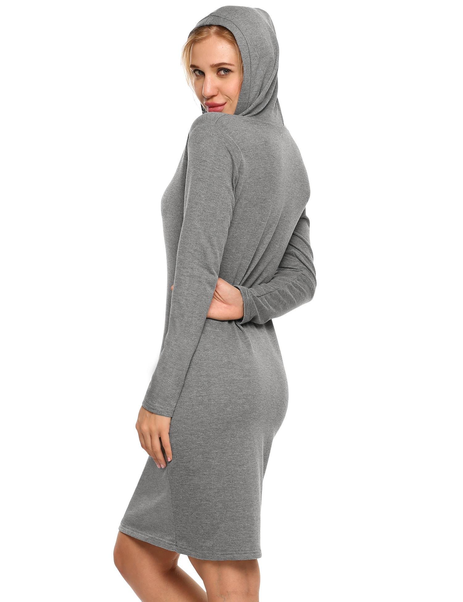 Zeagoo Women Long Sleeve Henley Neck Hoodie Button Casual Dress,Large,Army Green