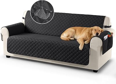 TAOCOCO 3 Seater Waterproof Sofa Cover with Storage Pockets Black