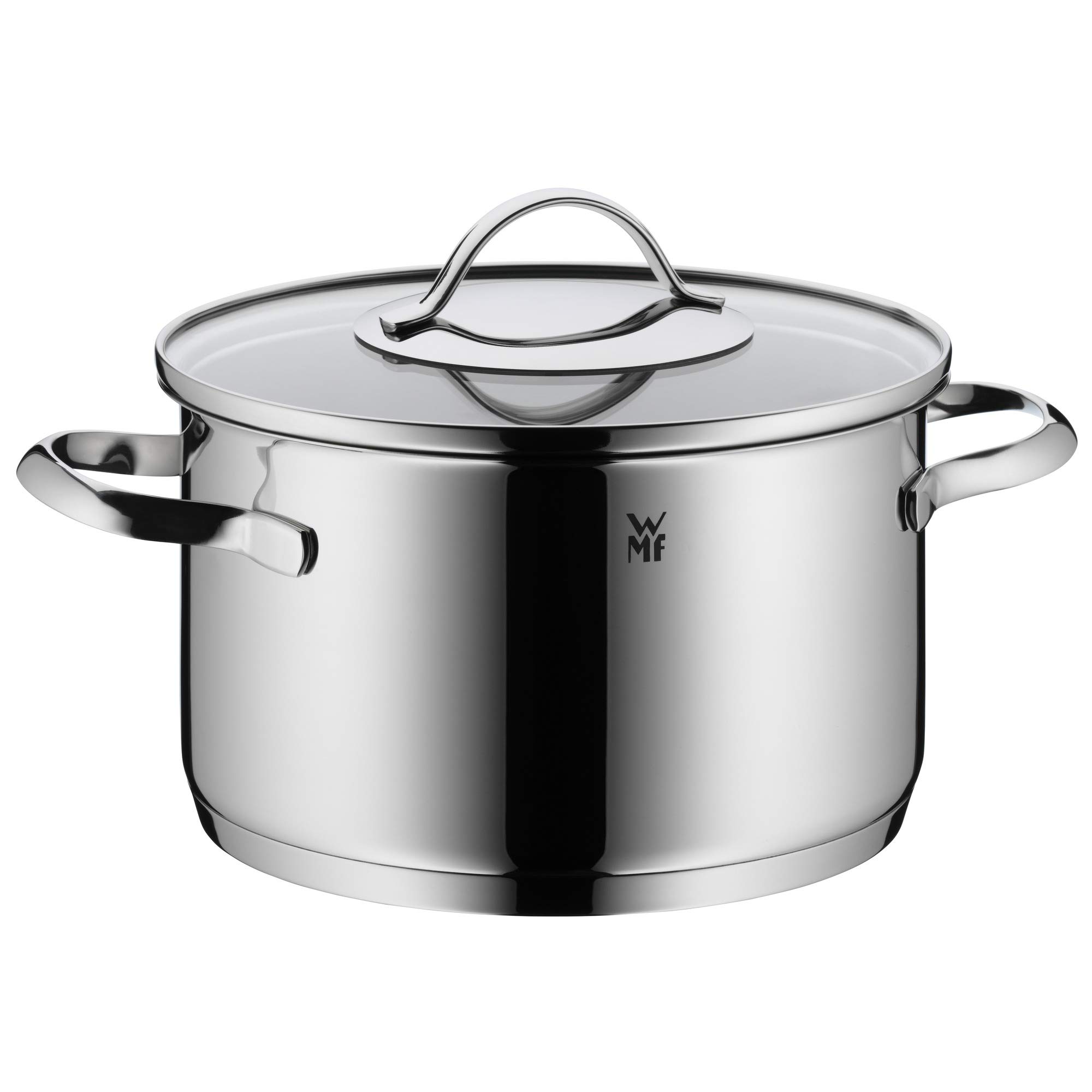 WMF Aparto Topfset Induktion 5-teilig mit Glasdeckel, Cromargan Edelstahl poliert, Induktions Töpfe Set unbeschichtet, für alle Herdarten geeignet, ohne Skalierung, spülmaschinengeeignet 5