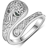 Tree of Life Spoon Rings 925 Sterling Silver Moss Agate Tree of Life Thumb Rings Jewelry Gifts for Women