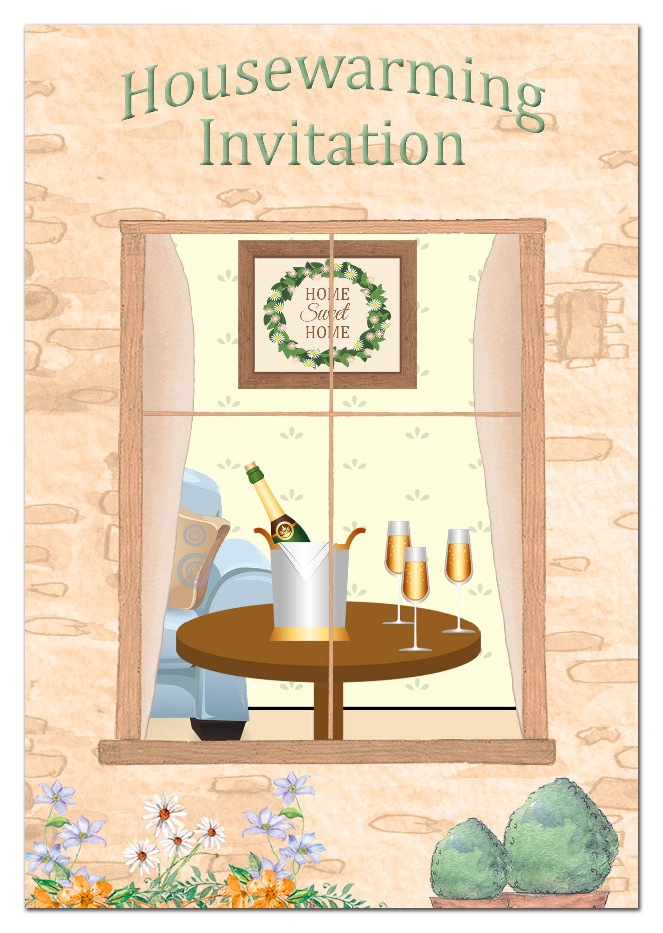 Housewarming Party Invitations - Pack of 16 cards with envelopes - Ready to Write Invitation to New Home – Unique Double-sided Postcard - Blank lines to fill in invites Open house, Parties Drop in