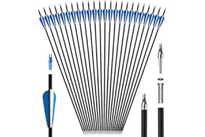 REAWOW 24/25Pcs 30Inch Carbon Arrows for Archery Hunting Pure Caron Arrows Adult Practise Arrows for Compound Bow Recurve Bow Longbow and Practice Bow…