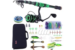 Sougayilang Fishing Rod and Reel Set Carbon Fiber Telescopic Fishing Rod 12+1BB Spinning Reel with Carry Case for Saltwater Freshwater