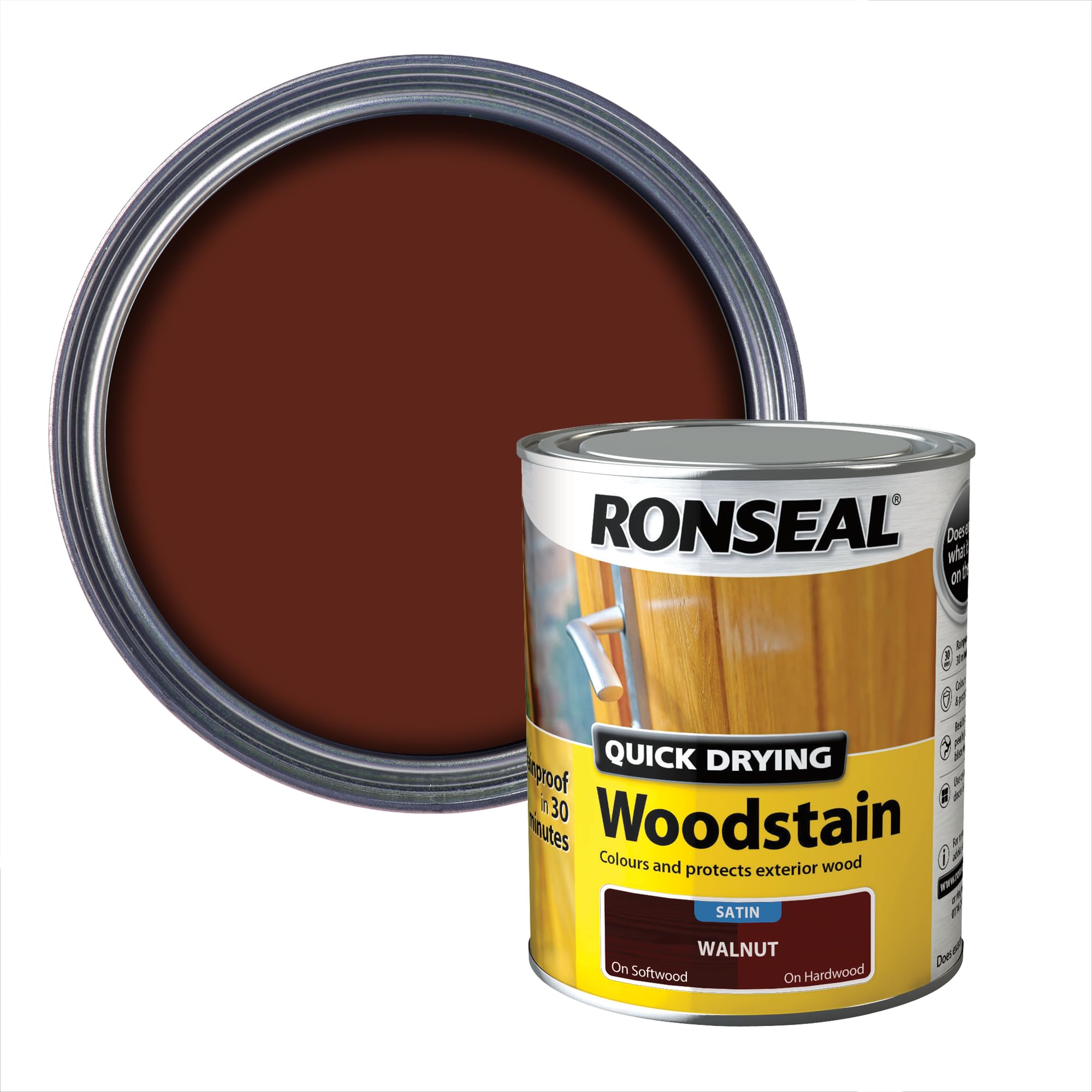 Ronseal Quick Drying Woodstain Walnut Satin 250ml