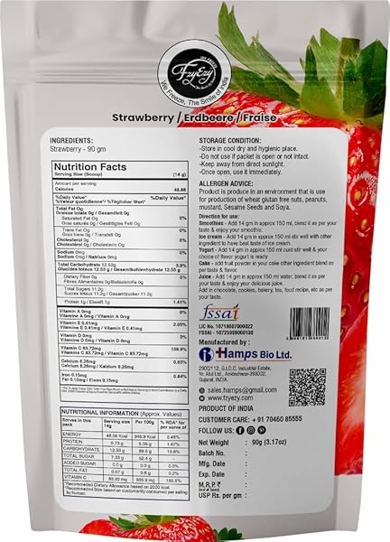 FZYEZY NATURAL FREEZE STRAWBERRY FOR KIDS AND ADULTS| CAMPING VEGAN HEALTHY & SURVIVAL FOOD|TRAVEL FRIENDLY READY TO EAT FRUIT SLICES| PANTRY GROCERIES DEHYDRATED SNACKS | 90 GM (STRAWBERRY, 90 GM)