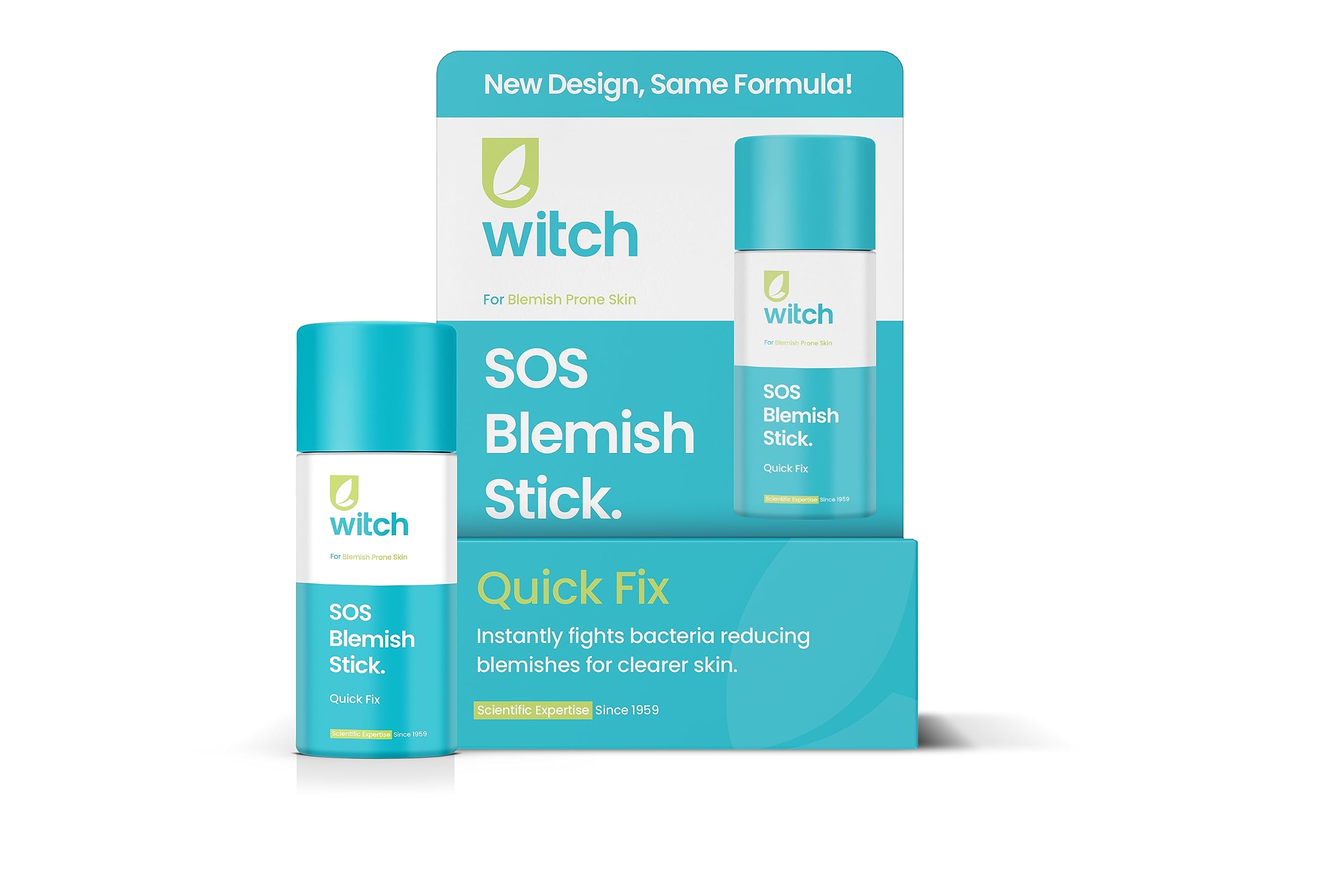 Witch SOS Blemish Stick, fights bacteria, works instantly, reduces excess oil and blemishes. Vegan friendly. Packaging may vary, exactly the same formula x 6 pack