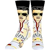 Odd Sox-Elvis Presley Crew Sock-King of Rock N' Roll Novelty Sock-Size Large for Men & Women-Gift Fans & Collectors
