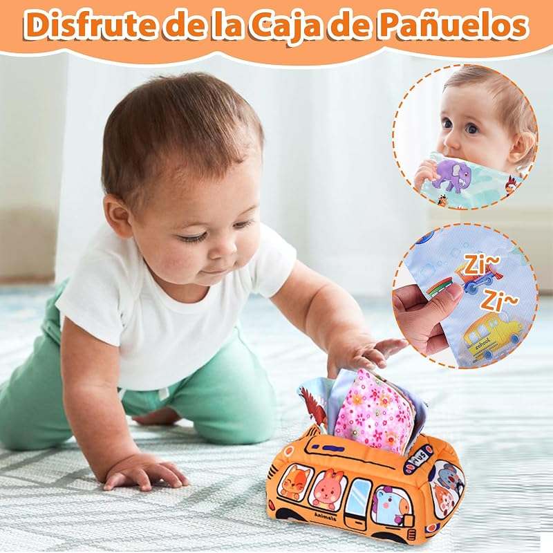 Brinquedos Montessori 6 em 1 para bebé, brinquedos para bebés dos 6 aos 12 meses, blocos de construção empilháveis, caixa de lenços, brinquedos Montessori para crianças pequenas a partir dos 12 aos 3 anos, oferta