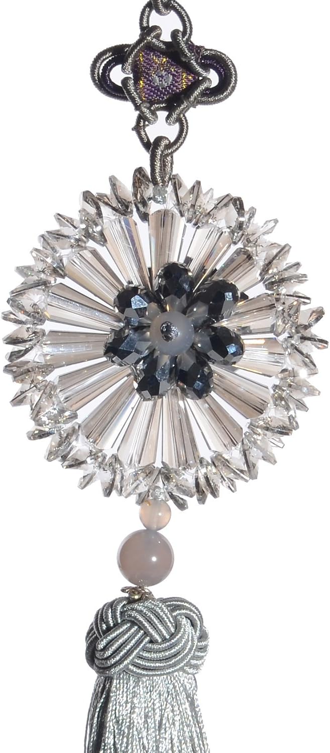 Tooban Car Pendant Crystal Flower with Tassel Hanging Decor Ornament Home Decoration Accessories Grey