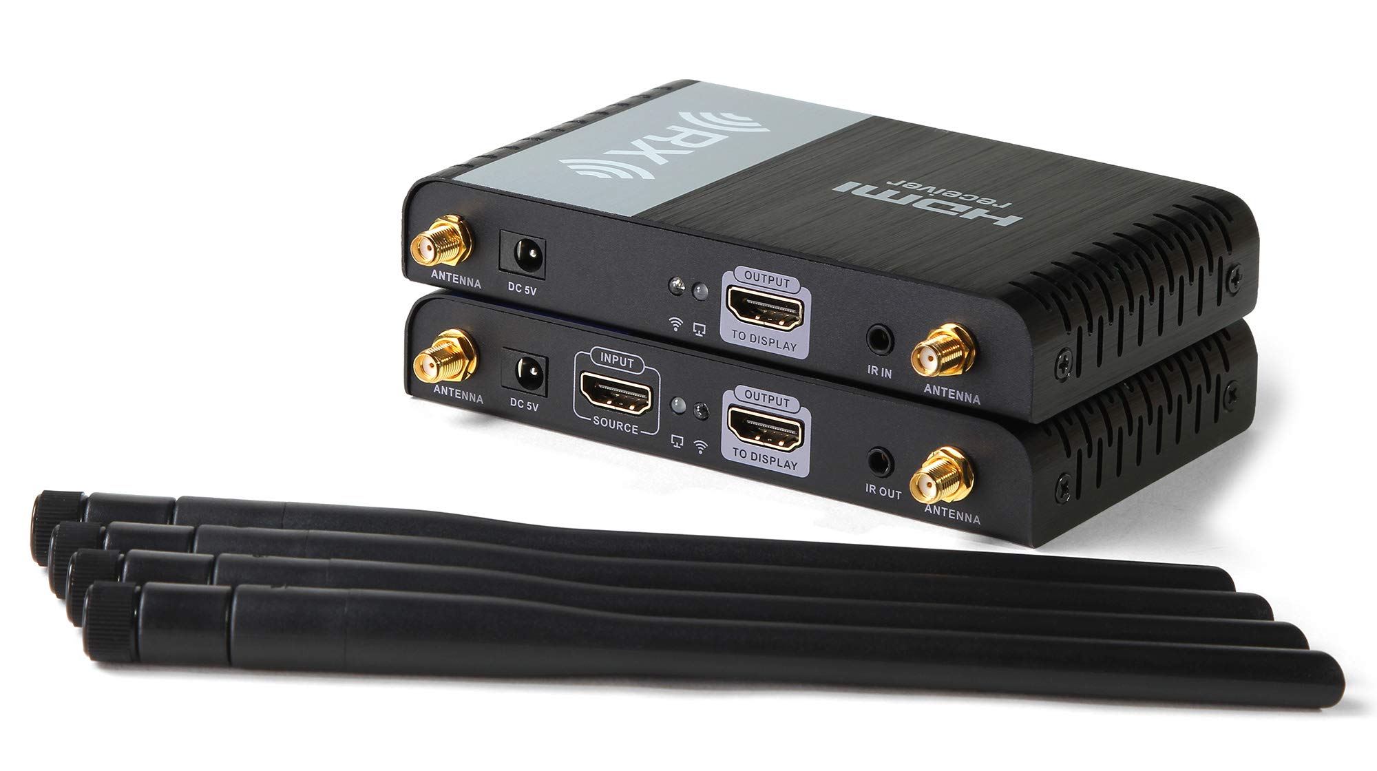 Micca Wireless HDMI Extender 1080P Full HD 330ft Line-of-Sight Long Range 5GHz Transmitter and Receiver with Integrated HDMI Splitter and IR Pass-Back