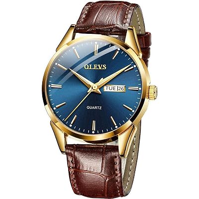Buy Men Women Watches Brown Leather Olevs Classic Analog Quartz Watch Week Date Casual Luminous Black Blue White Dial 3atm Waterproof Wrist Watch Lovers Online In Singapore B07t3jzr51
