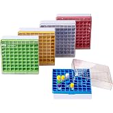 CryoKing 81-Well Cryoboxes, 2in Cryo Box, PC, Assorted Color, Pack of 5 | Drain holes and air vents minimize condensation, Numbered grids for sample identification