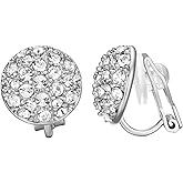 Yoursfs Clip On Earrings with Round Austrian Crystals Christmas Gifts For Women Kids Non Pierced Ears