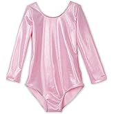 Domusgo Girls Gymnastics Leotards Long Sleeve Bodysuits Shiny Colorful One Piece Tumbling Outfits