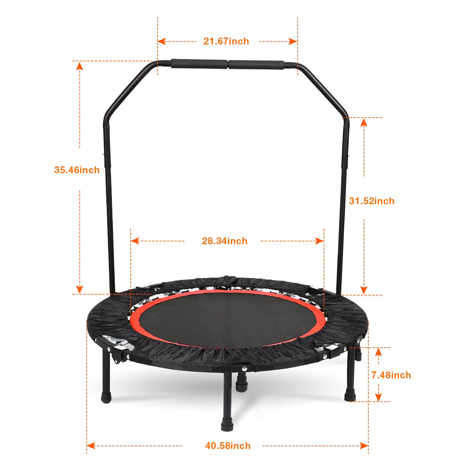 Edited Plegable Trampolín con Barra Innovación Fitness Trampolín ...