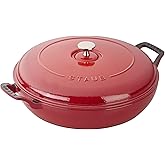 STAUB Cast Iron Braiser, Dutch Oven, 3.5-quart, serves 3-4, Made in France, Cherry