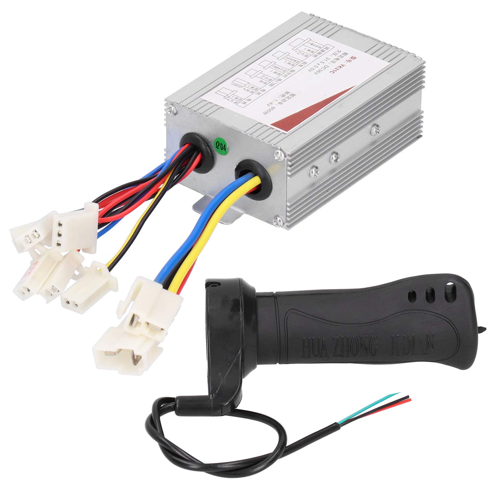 E-Scooter Controller Kit, 36V 800W Throttle Motor Brushed Speed Controller and Throttle Grip Kit for Electric Bicycle Scooter E-Bike