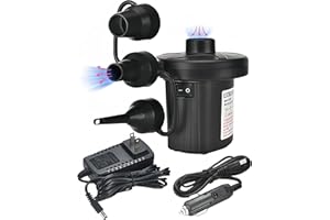 Nedyfix Inflatable Electric Air Pump,110V AC/12V DC Portable Fast Inflation Pump with 3 Nozzles, Used for Inflatable Boats,etc