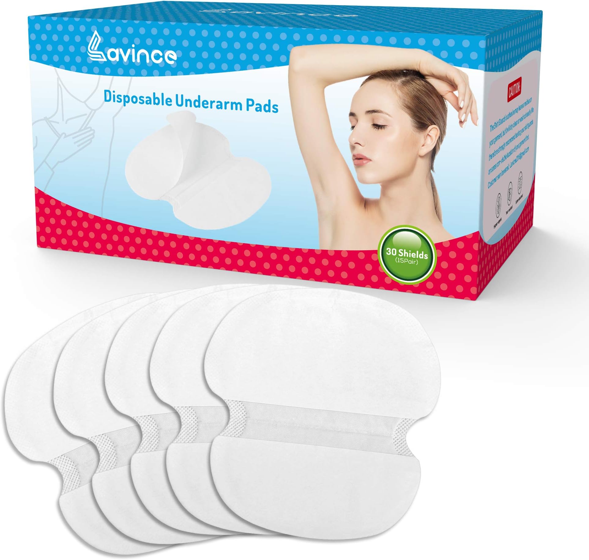 Underarm Sweat Pads - Navly Disposable Armpit Sweat Pads,Breathable Sweat Pads,Absorbing Perspiration,Odor Blocker Sheet for Women and Men,Invisible and Self Adhesive,Large Size(30 Pcs)