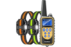 Heaflex Dog Shock Collar with Remote, Dog Training Electric Collar, Waterproof Rechargeable, 1640ft Dog Shock Collar with LED Light, Beep, Vibration, Shock for Medium/Large 3 Electronic Collars Dogs