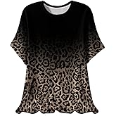SOLY HUX Women's Plus Size Leopard Print T Shirt Short Sleeve Crew Neck Tee Casual Summer Tops