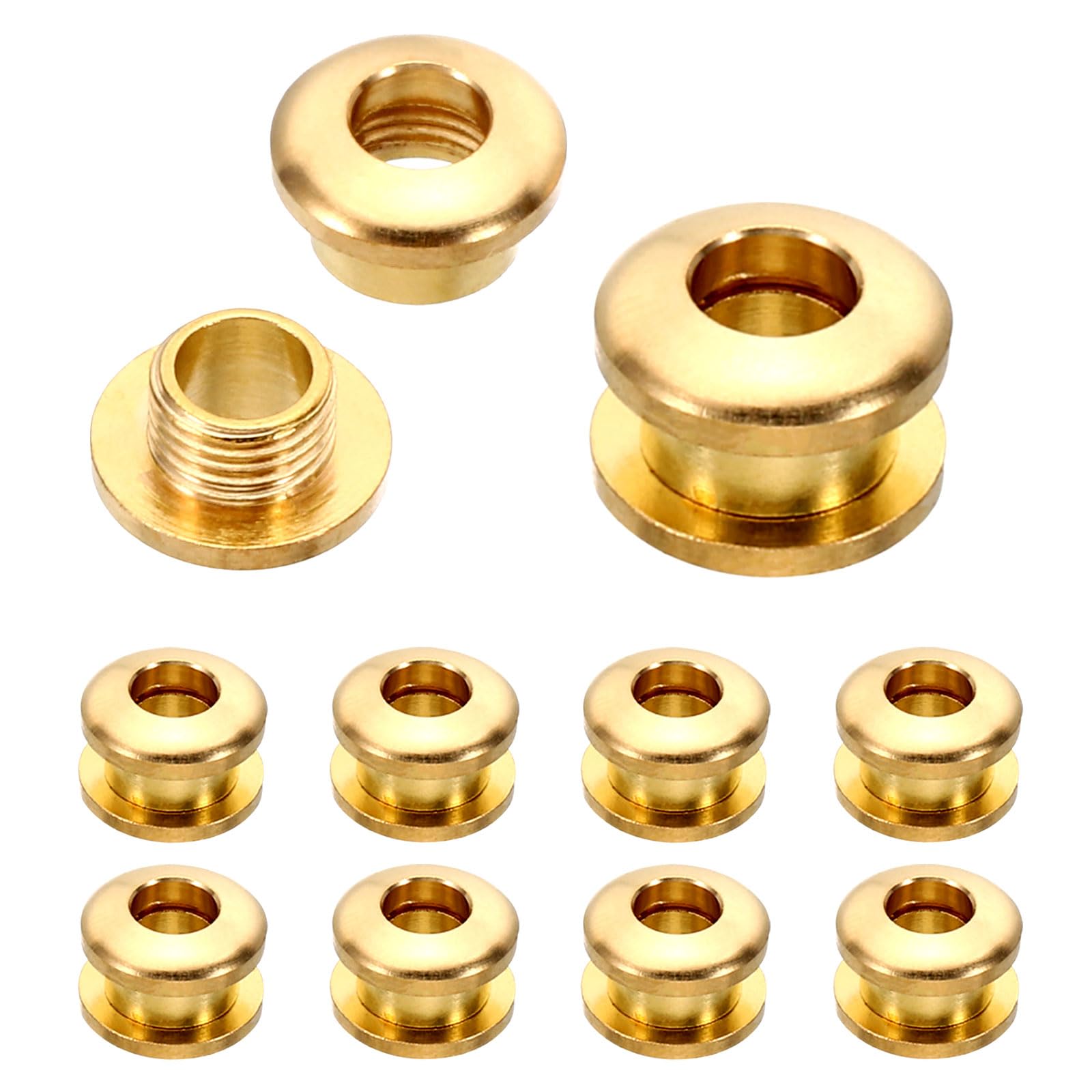 PATIKIL 5mm(1/5 Inch) Solid Brass Hole Eyelets, 10 Pcs Arc Surface Self Backing Grommets with Washer for Leather Craft, Brass Tone — image 1