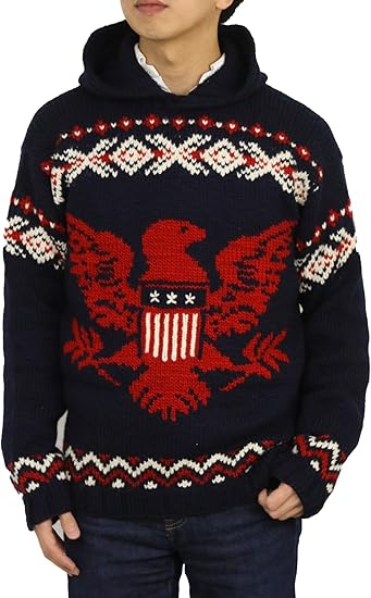 Amazon ポロ ラルフローレン Polo Ralph Lauren メンズ ウール カウチンニット セーターパーカ L Navy 並行輸入品 セーター 通販