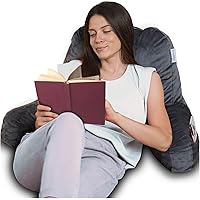 ComfortSpa Reading Pillow for Bed Adult Size, Back Rest Pillow with Arms, Pockets and Washable Cover; Use as a Back Pillow fo