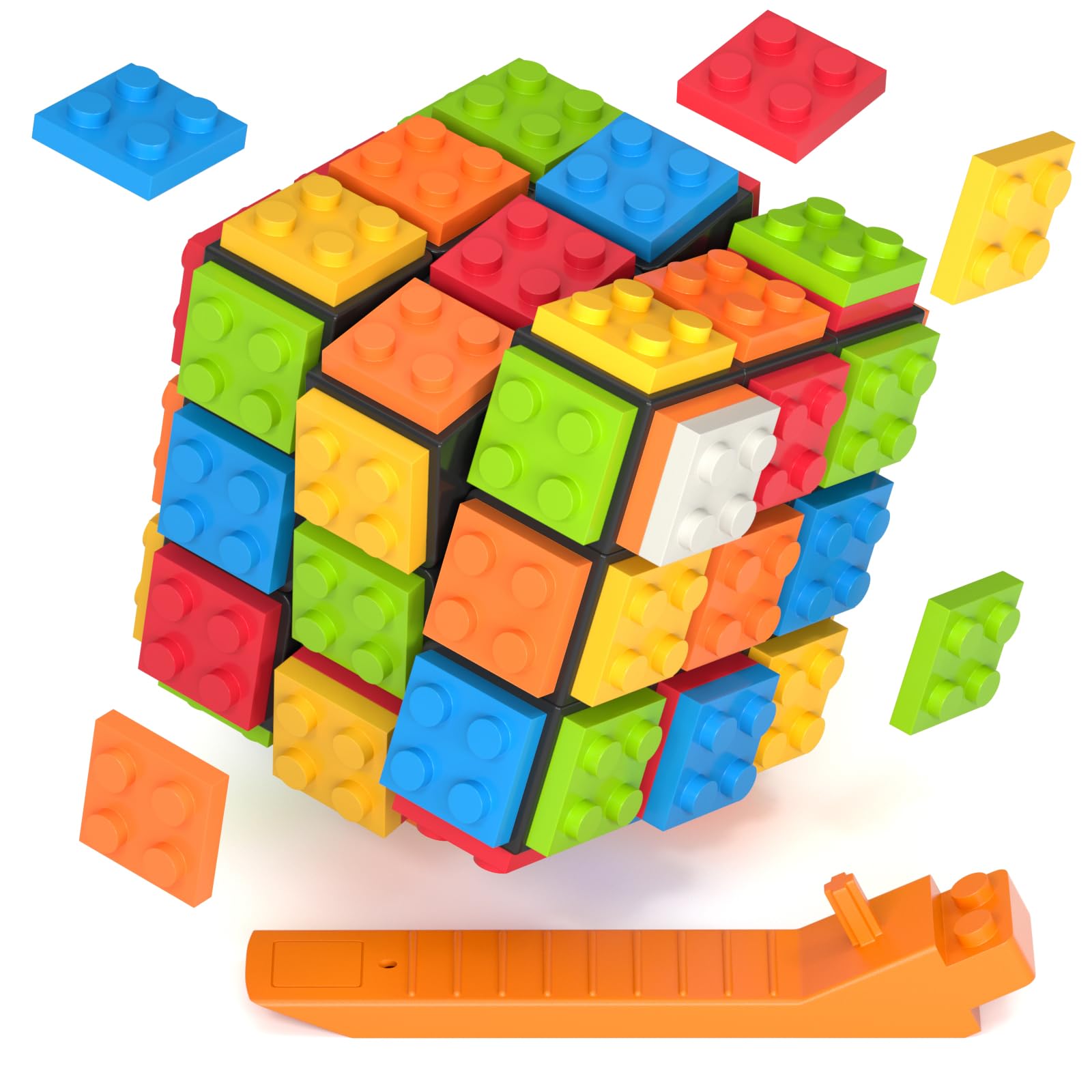 ROXENDA 3x3x3 Brick Magic Speed Cube with Brick Separator for Fun Playing for Kid & Adult