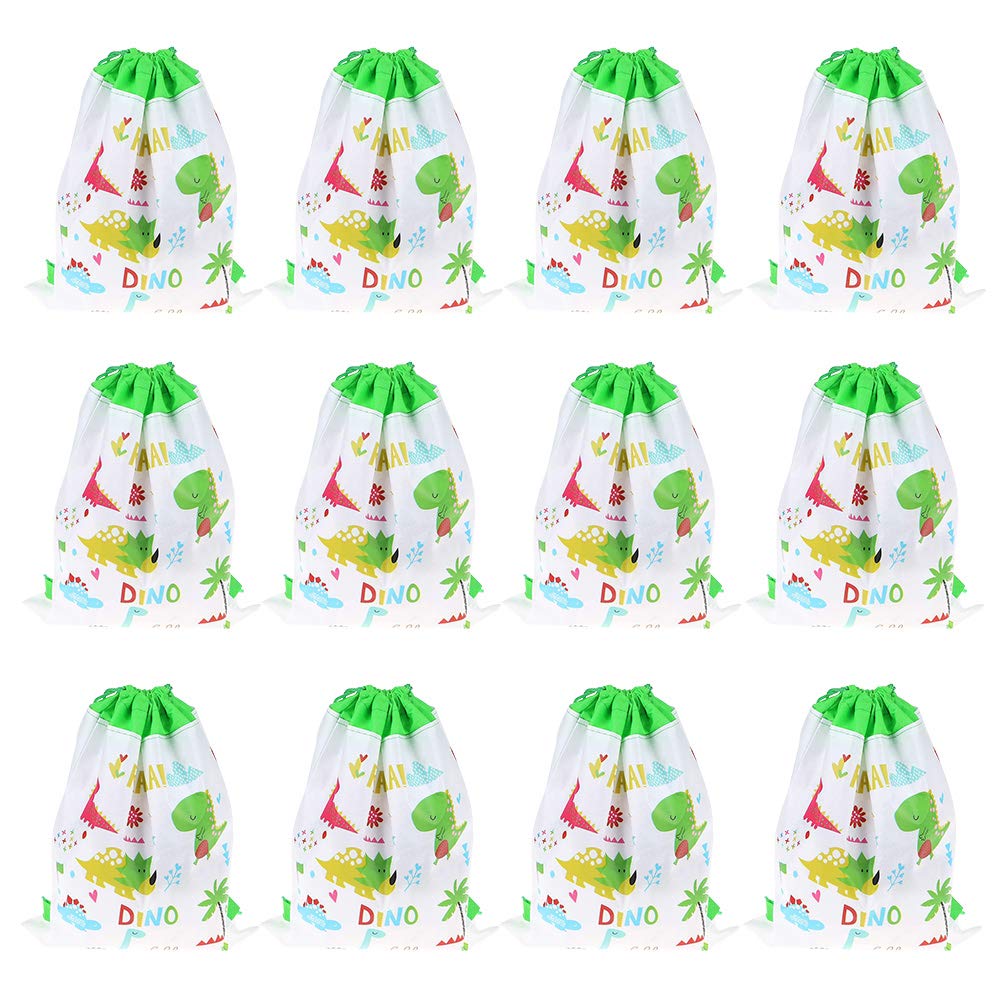 Party Bags Drawstring Backpacks,12PCS Dinosaur Drawstring Party Bags, Reusable Drawstring Bags Drawstring Backpacks Party Bags Party Favors Polyester Bags for Kids Boys Girls Birthday Party