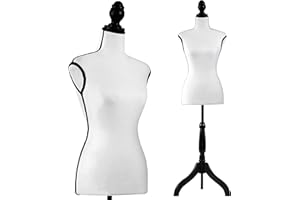 SereneLife Female Torso Mannequin Display - Sturdy and Durable, Adjustable Dress Form (52-64"), Lightweight, Easy-to-Assemble, Stable Tripod Stand, Smooth Surface for Retail Clothing Display