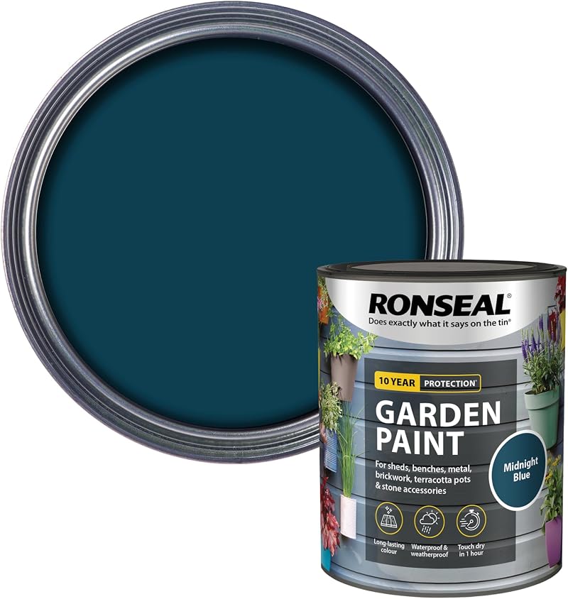 Ronseal Garden Paint Midnight Blue 750ml Waterproof Cracking