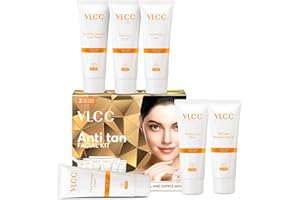 VLCC Anti Tan Facial Kit - Includes 6 Skin Care Products for Even Skin - Face Wash and Facial Cleanser with Lemon Peel and Cu