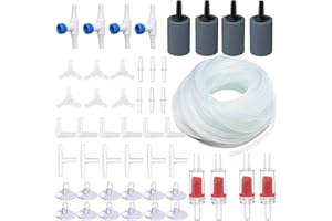 WONFLY Aquarium Air Pump Accessories - Contains Airline Tubing, Control Valve, Air Stones, Connectors, Check Valves, Suction Cups