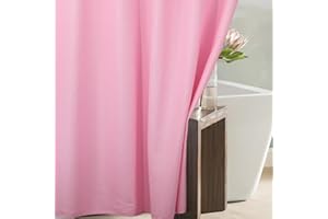 POPKOZZI Pink Waffle Weave Shower Curtain: Heavy Duty Textured Fabric Shower Curtains for Girls Bathroom - 256 GSM Water Repellent Washable Thick Polyester Cloth Bath Curtain - 72x72